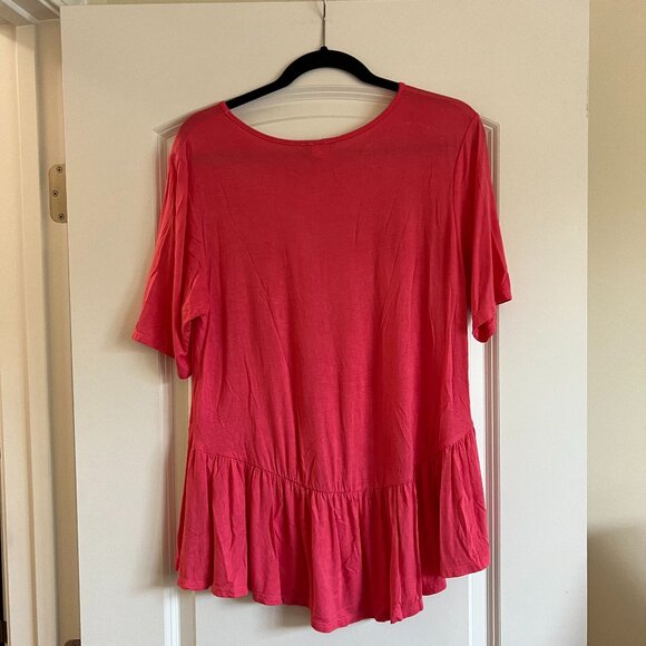 Pink Flutter-Hem Blouse Top - Picture 2 of 3